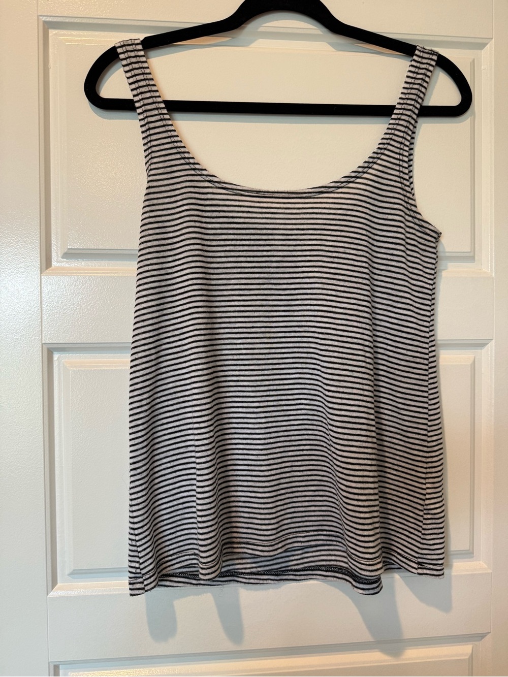 Old Navy Black and White Striped Scoop Neck Tank